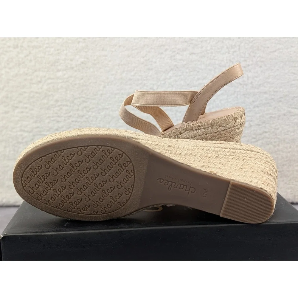 Charles by Charles David Nick Nude Beige Espadrille Wedge Sandals 11M 2D23S094